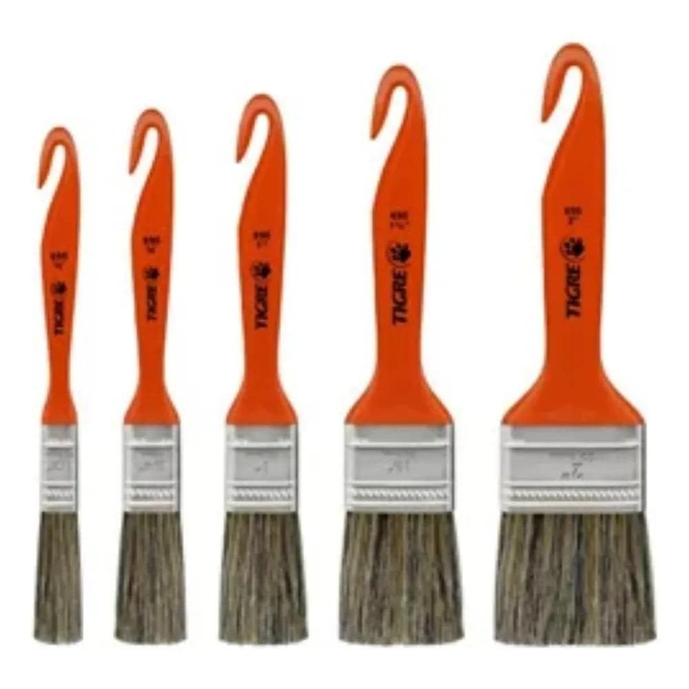 Kit De Trincha Tigre 5Un Pincel Para Pintor Pintura De Casa.