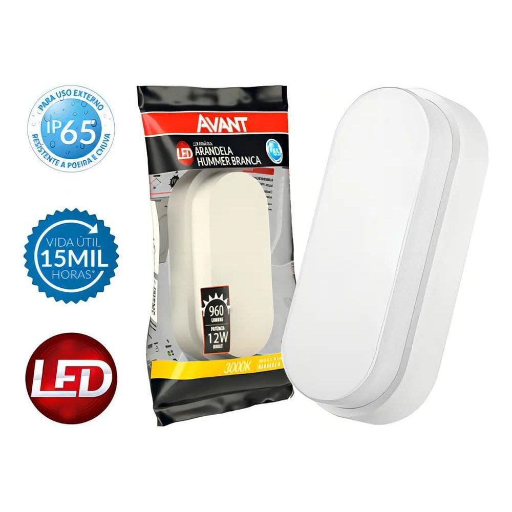 Luminária Tartaruga Led Sobrepor 12W 3000K Quente Ip65 Avant