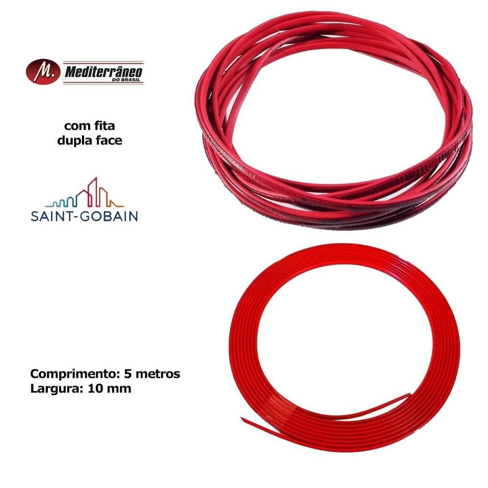 Friso Decorativo Flexivel Para Grade Vermelho 10Mm 5 Metros