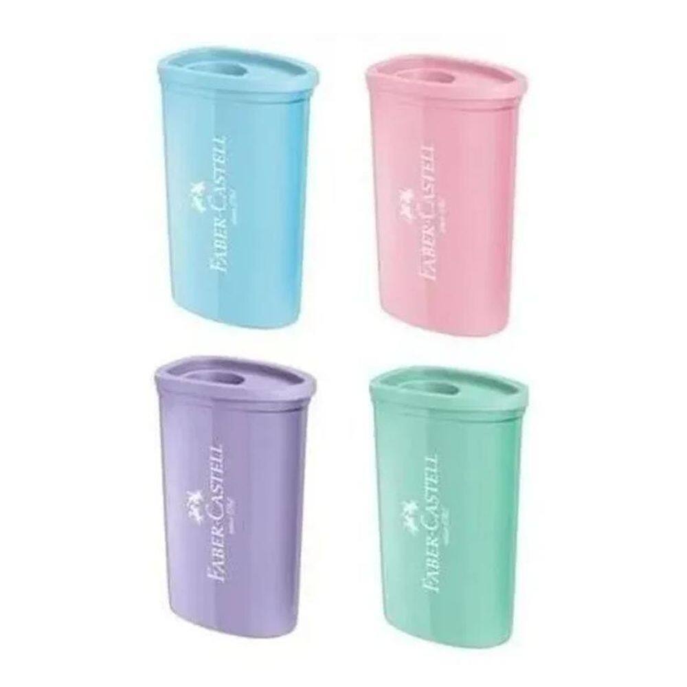 Apontador Faber Castell Com Depósito Cores Pastel C/4 Un