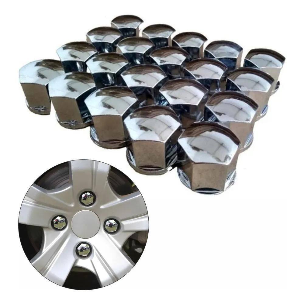5X Capa Parafuso Porca De Roda Cromado 17Mm Universal