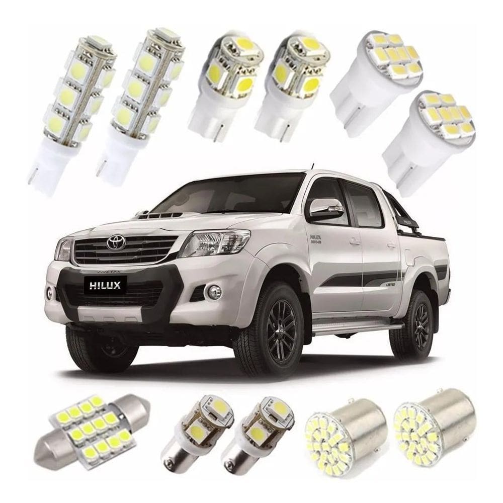 Kit Lampadas Led Luz Branca Hilux Pingo Teto Placa Ré Farol