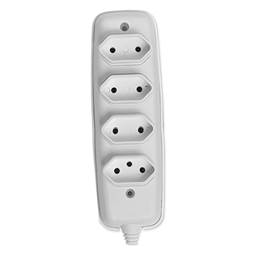Tomada em Barra Quadrupla 2P 10A 250Volts Branca - 2634 - ILUMI