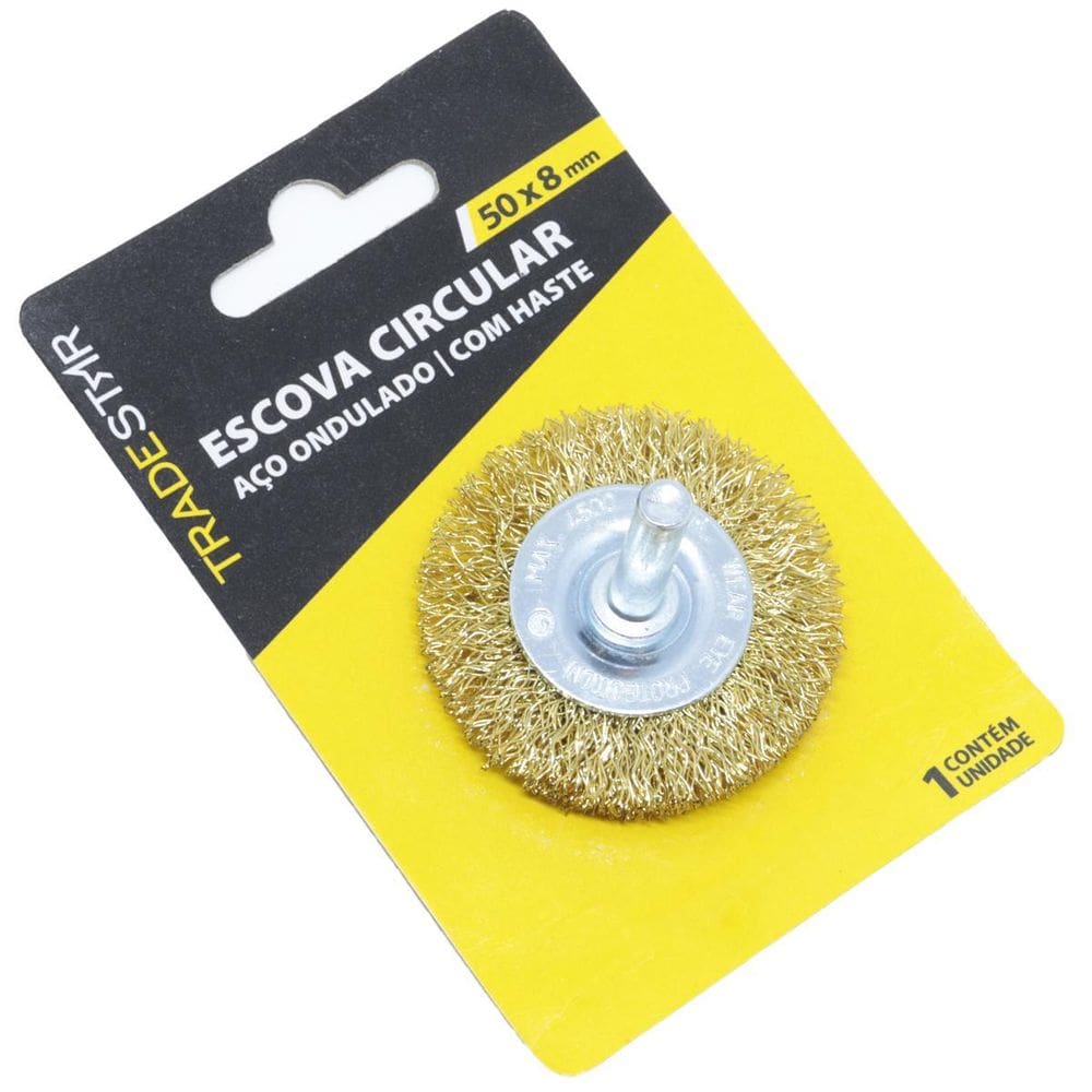 Escova Aço Circular Furadeira 50x8mm - Remoção Corrosão