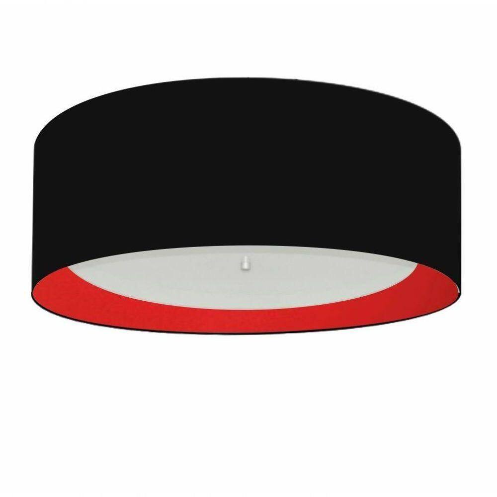 Plafon Para Quarto Cilíndrico Sq-3008 Cúpula Cor Preto Vermelho