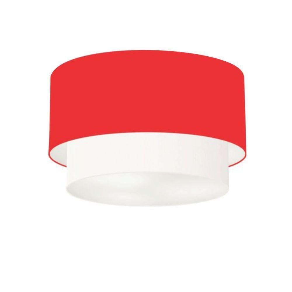 Plafon De Sobrepor Cilíndrico Sp-3045 Cúpula Cor Vermelho Branco