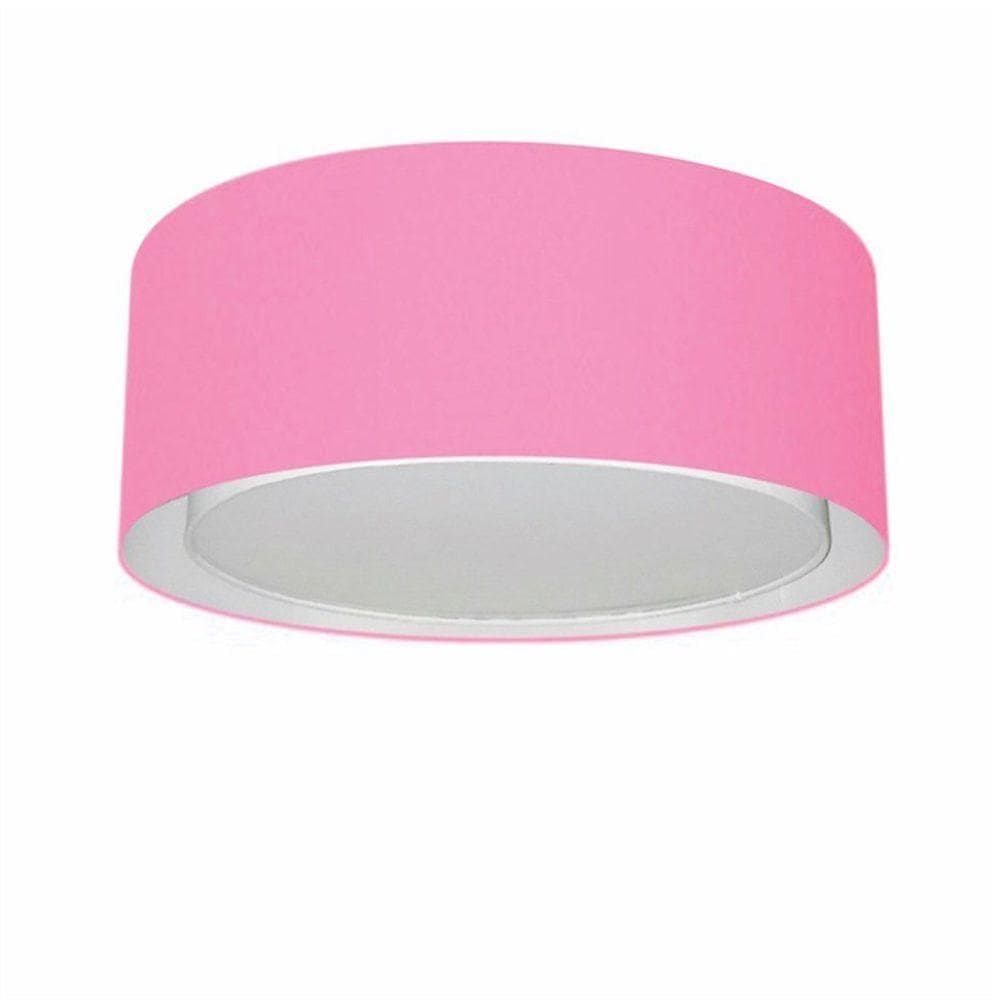 Plafon Cilíndrico Duplo Vivare Md-3036 Cúpula Em Tecido 50x25cm - Bivolt Rosa-bebê 127/220v