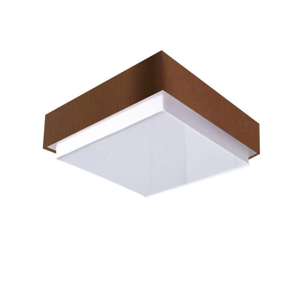 Plafon Quadrado Vivare Md-3091 Cúpula Em Tecido 50x50cm - Bivolt Café 127/220v