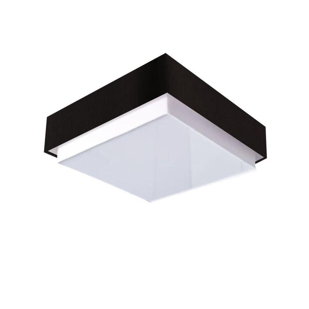 Plafon Quadrado Vivare Md-3091 Cúpula Em Tecido 50x50cm - Bivolt Preto 127/220v
