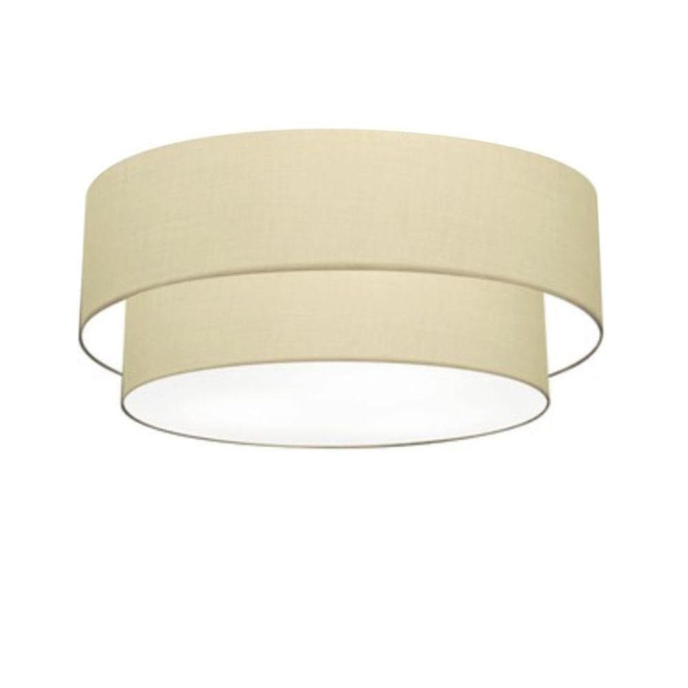 Plafon Duplo Cilíndrico Vivare Md-3021 Cúpula Em Tecido 80x60cm - Bivolt Algodão-crú 127/220v