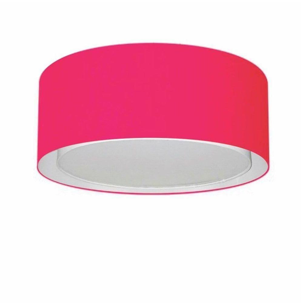 Plafon Cilíndrico Duplo Vivare Md-3036 Cúpula Em Tecido 50x25cm - Bivolt Rosa-pink 127/220v