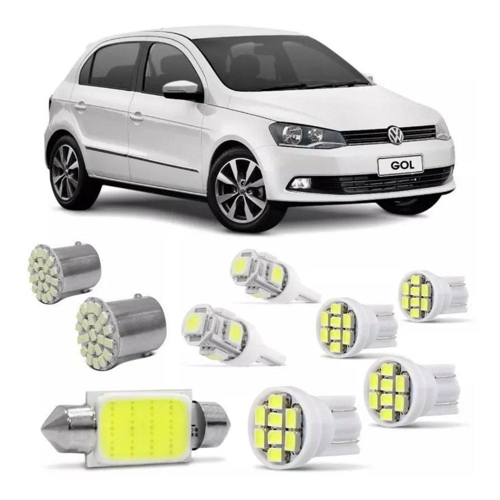 5X Kit Lampadas Led Gol Voyage G4 G5 G6 Teto Placa Ré Farole