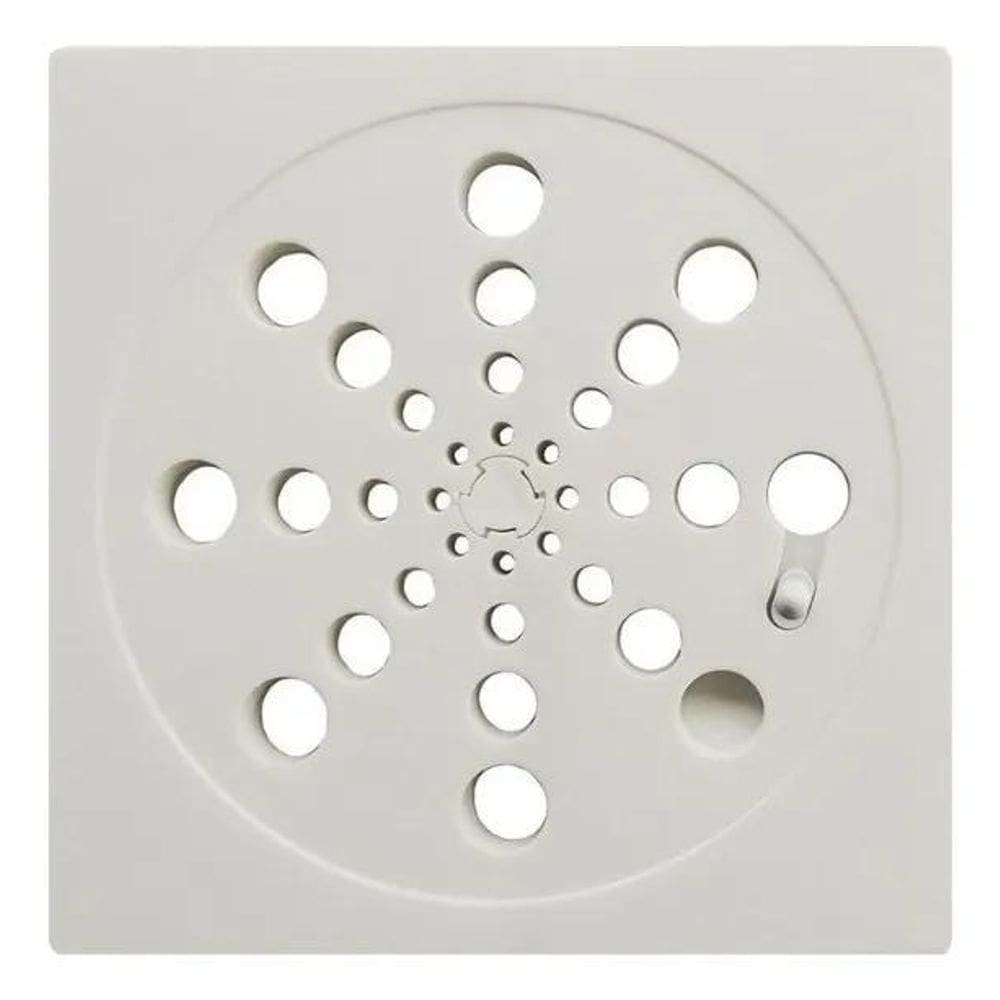 Ralo Grelha Pvc Plástica Abre E Fecha Quadrada Branca 15Cm
