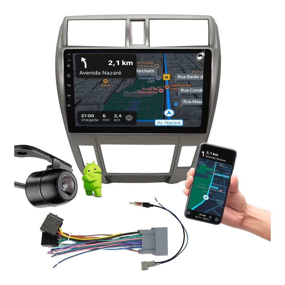 Multimidia 10” City 2008 a 2014 Ar Digital Android Auto CarPlay + Câmera de Ré