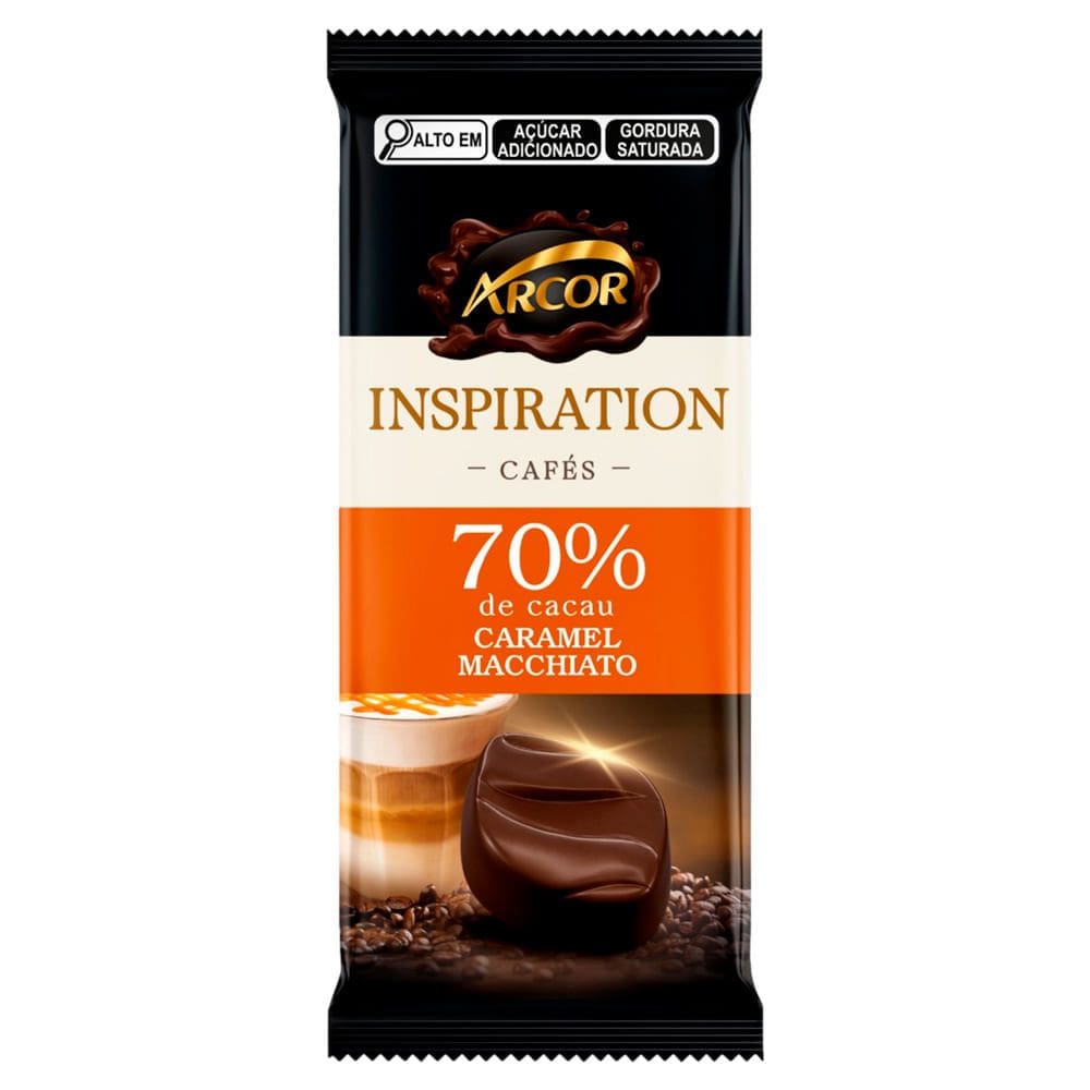 Chocolate Arcor Inspiration Cafés 70% de Cacau Caramel Macchiato 80g