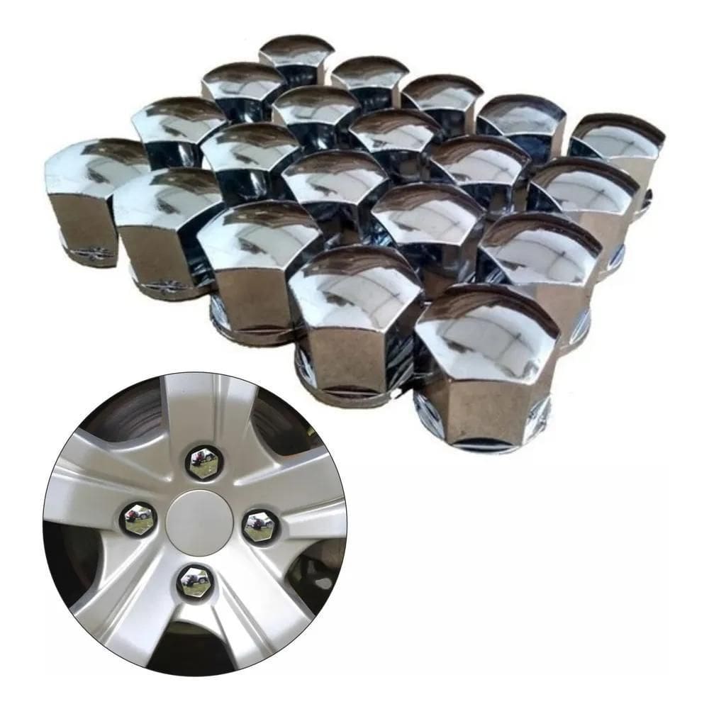 5X Capa Parafuso Porca De Roda Cromado 17Mm Universal