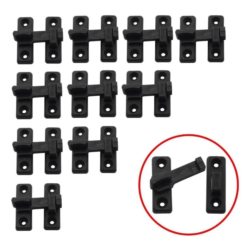 Trinco Tranqueta Bico Virado Plástico Porta Sanfonada 10Unid