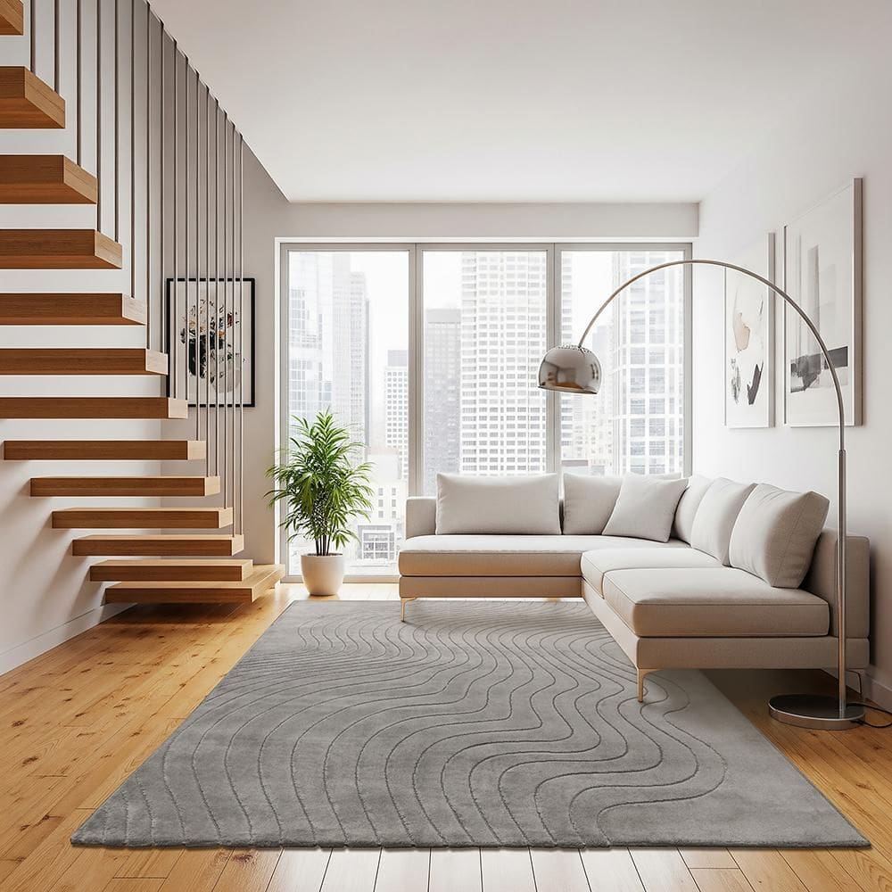 Tapete Movimentos Curvas Cromio 200x250cm Tapetes São Carlos