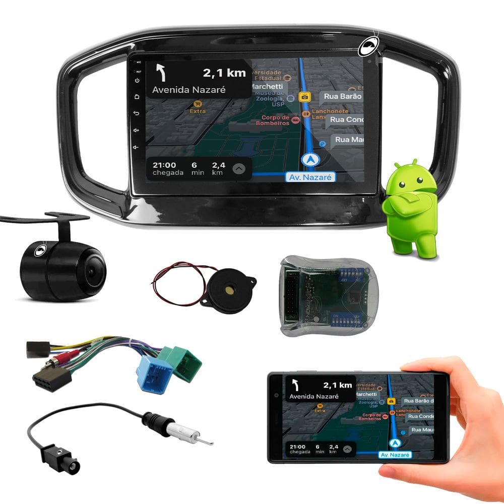 Multimídia 9” Android Nova Strada 2020 em diante Android Auto Carplay + Interface Volante + Câmera de Ré