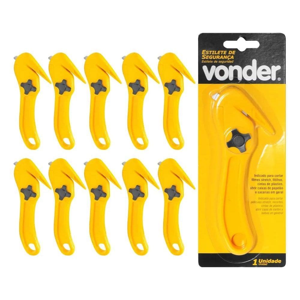 Kit 10 Estilete De Segurança Lâmina 9Mm Bico De Pato Vonder