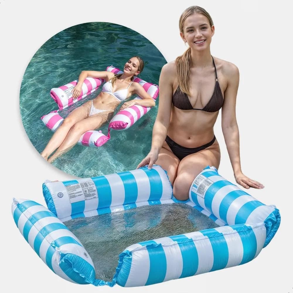 3X Boia Rede Cama Flutuante Piscina Deitado Reclinável Inflá