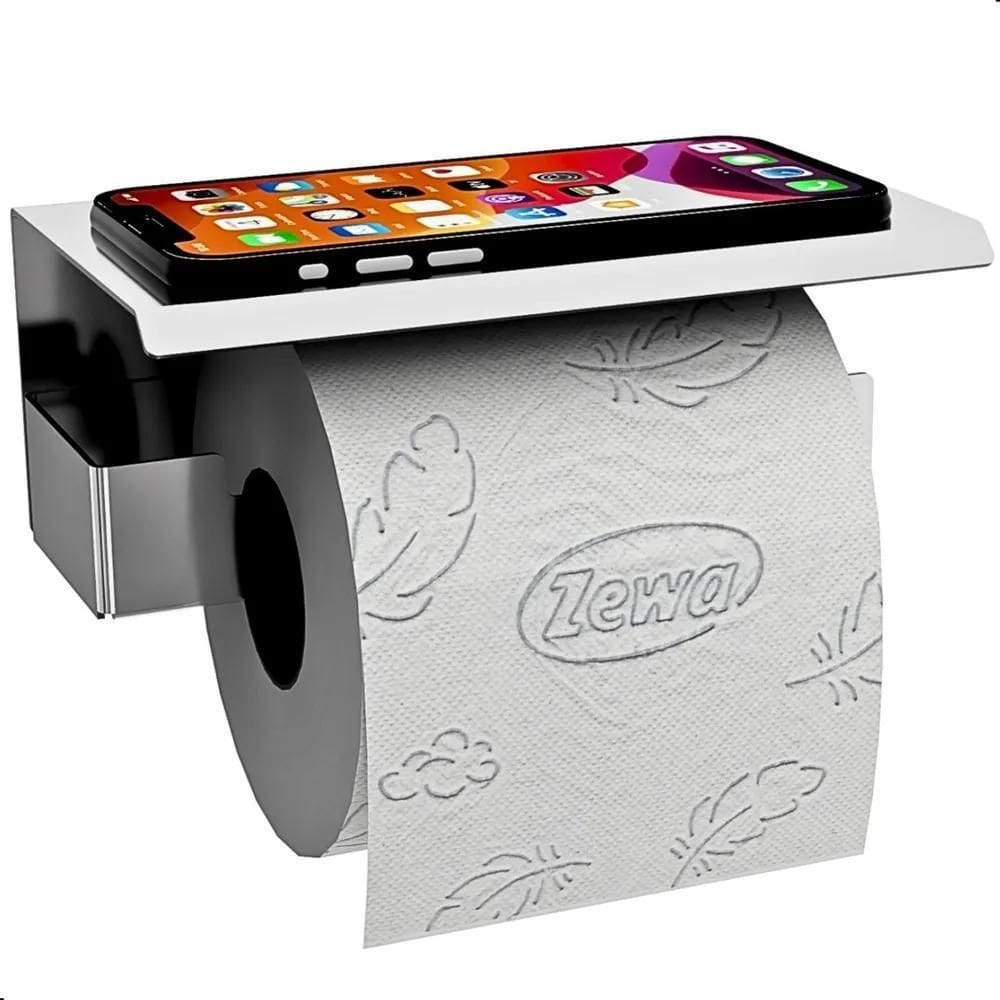 Porta Papel Higiênico De Parede Adesivo Sem Furo Inox Elg