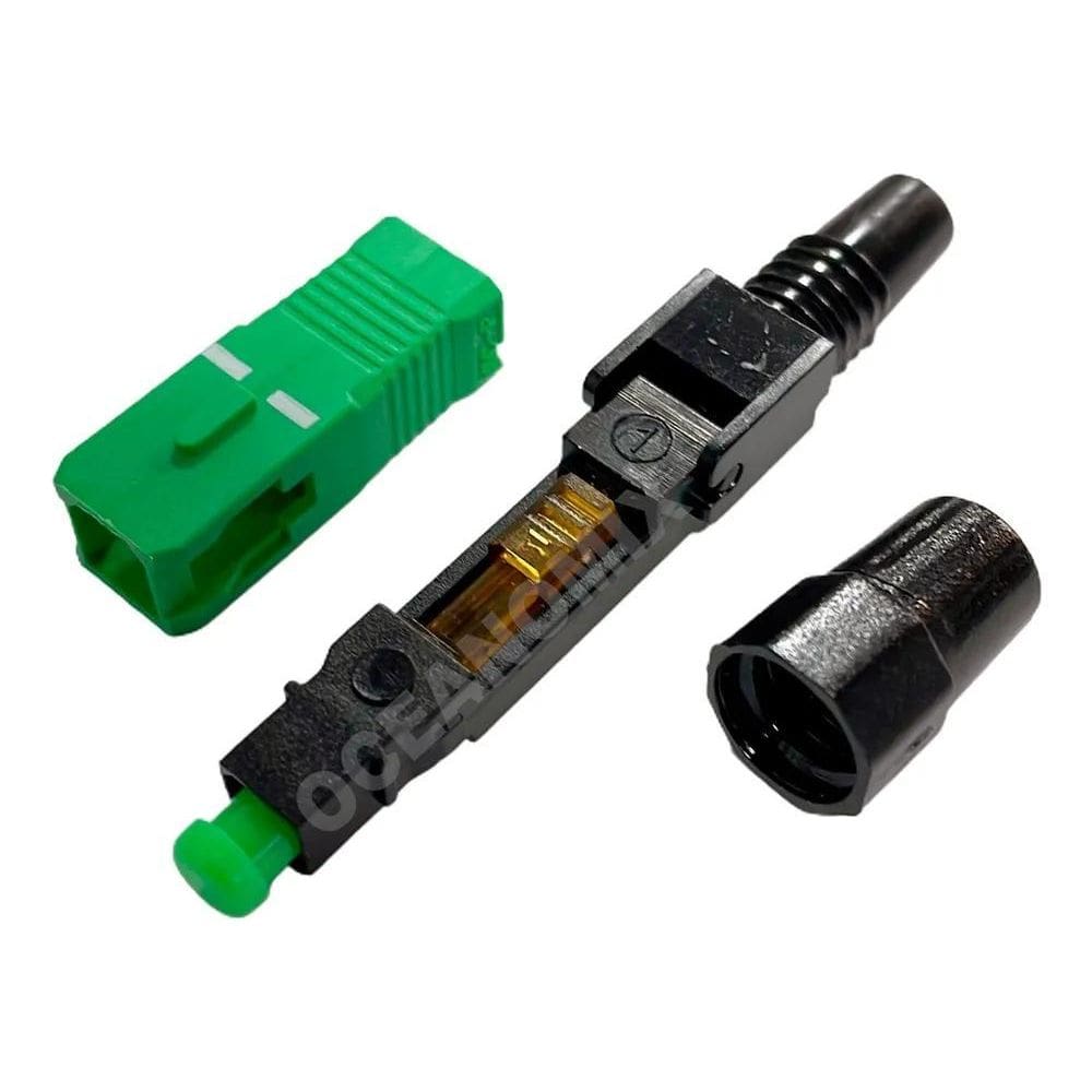 10 Pçs Conector Fast Rápido Ftth Sc Apc Verde Reutilizável