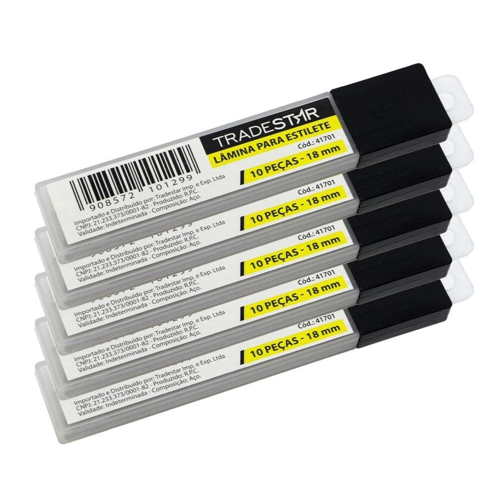 Kit Jogo De Lâmina para Estilete Larga 18mm com 50 Peças