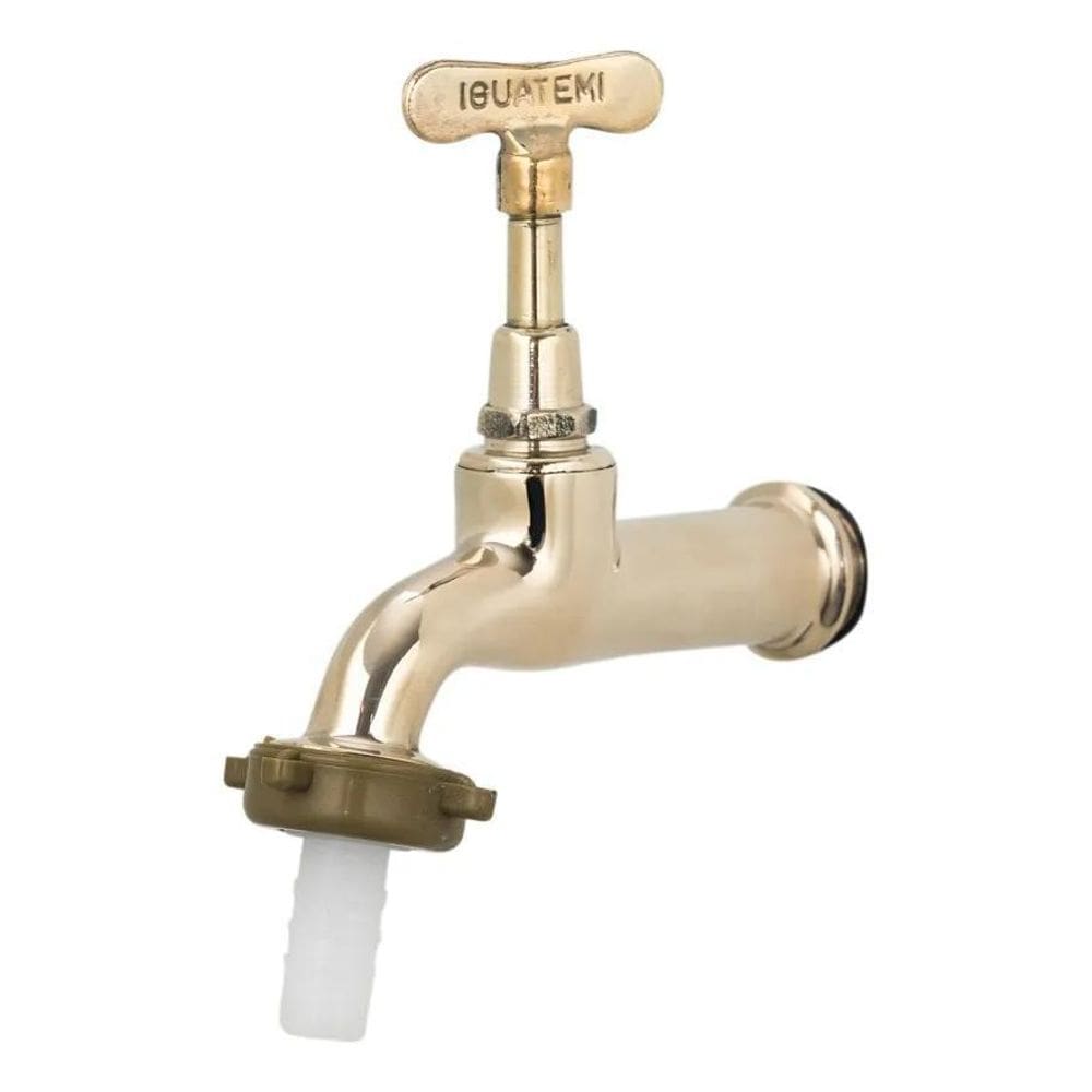 Torneira Jardim Tanque Dourada Longa 3/4 100% Metal