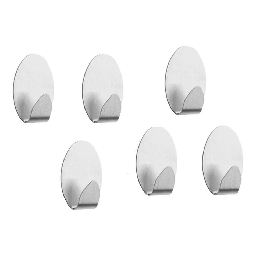 Kit 6 Gancho Adesivo Parede Inox Pendura Toalhas Roupas Pano