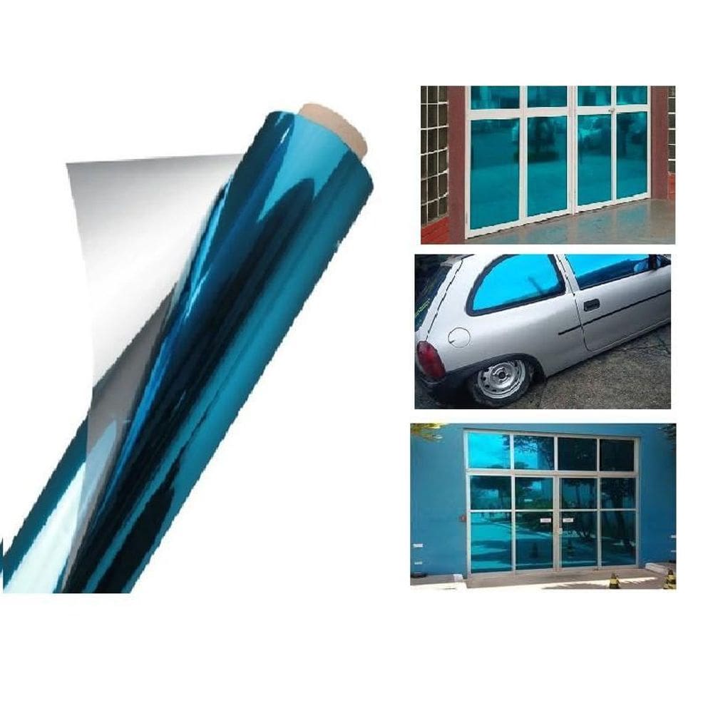 Insufilme Espelhado Azul+,2Mt X 50 Cm, Isofilme,Poliester,Insulfilm De Janela,Porta,Casa