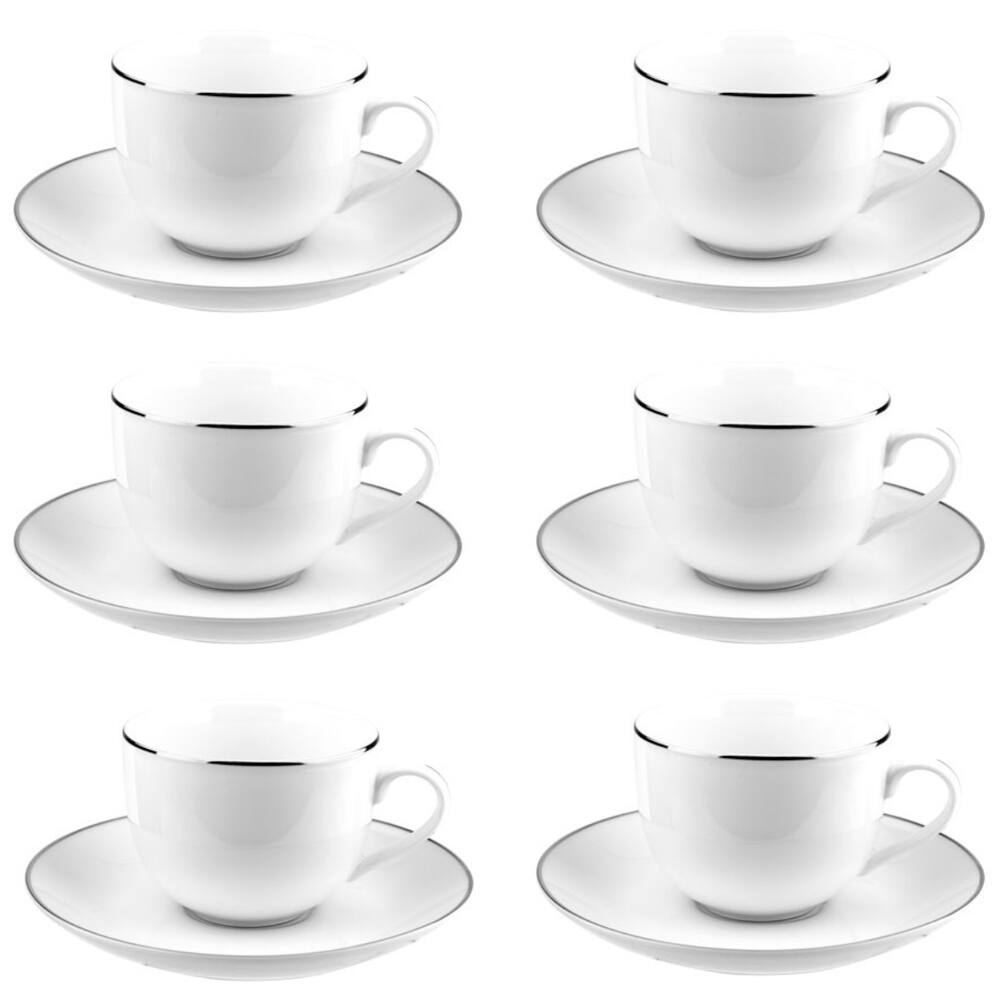 Jogo De 6 Xícaras 220ml Chá Porcelana Legacy Silver L´hermitage