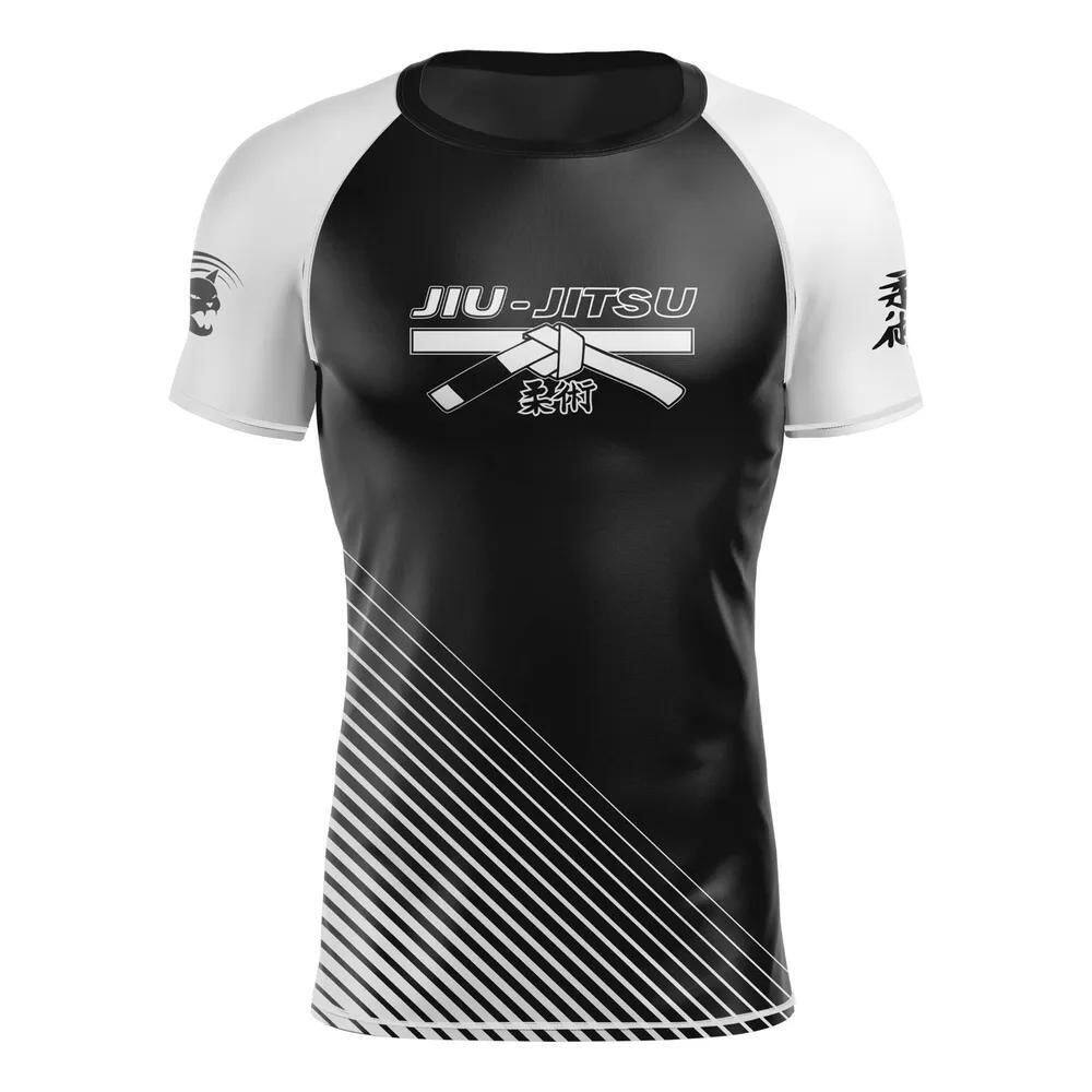 Rash Guard Jiu-Jitsu Manga Curta Cor Faixa Treino Proteção