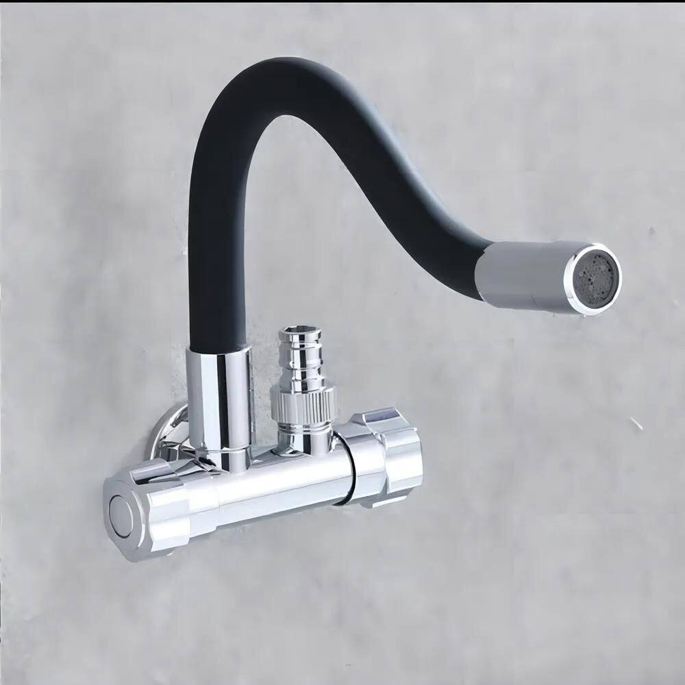 Tubo Extensor Longo Flexivel De Torneira 47Cm 360º Cor Preto