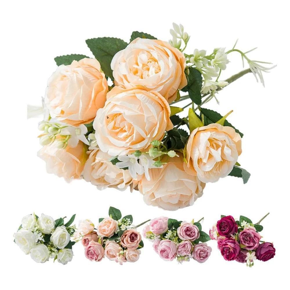 Buque De Peônia Artificial Qualidade Aaa Com 7 Rosas