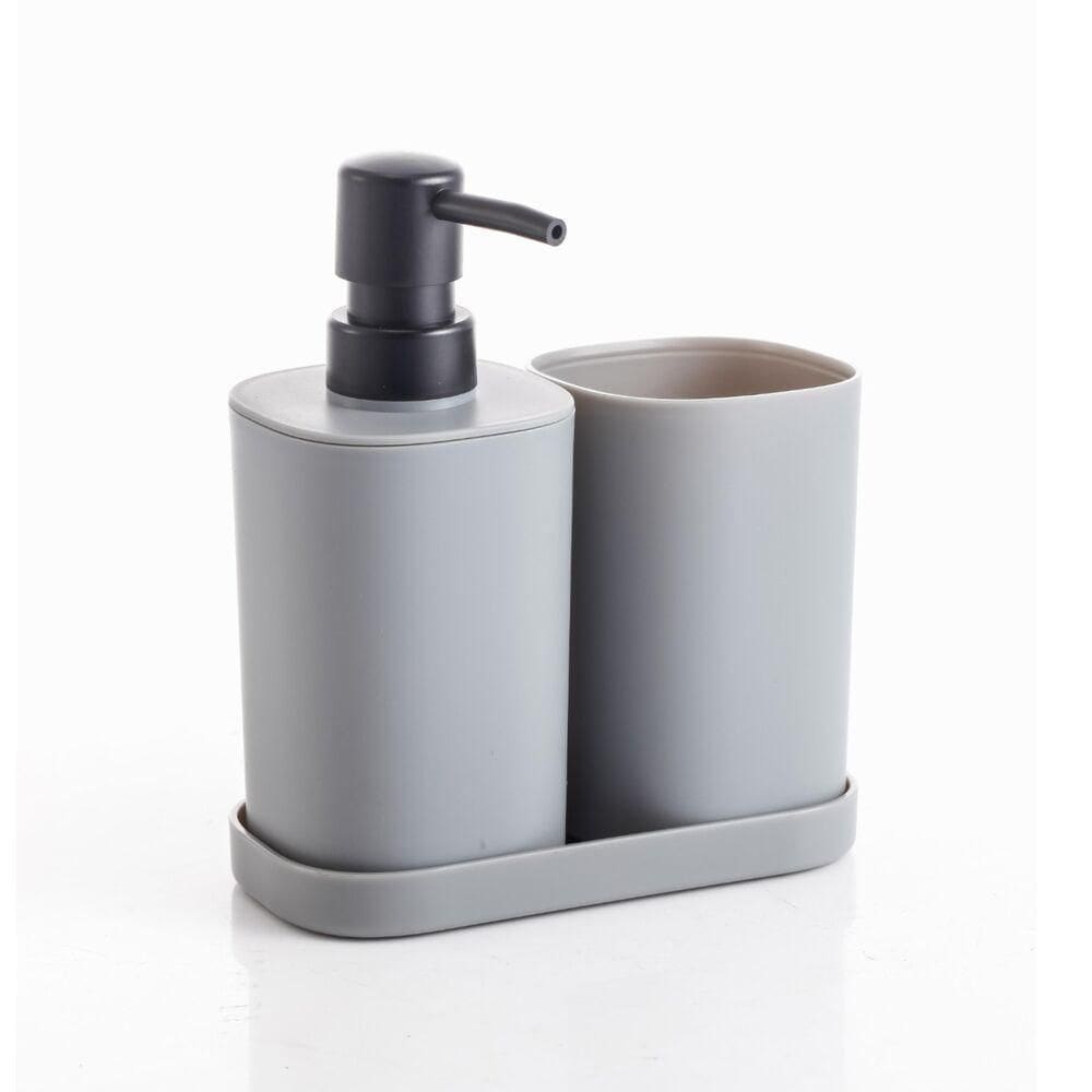 Conjunto Elegante De 3 Peças Quadradas Para Banheiro Em Cinza Moderno