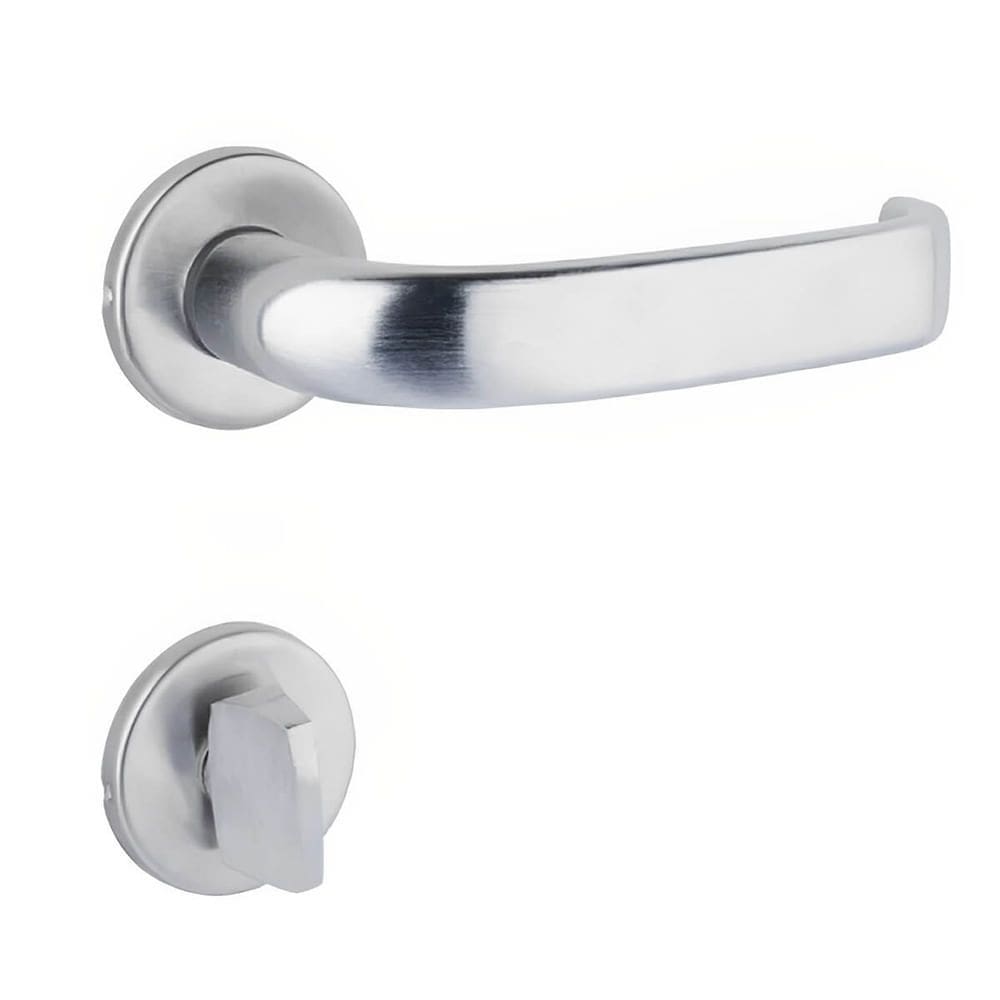 Conjunto de Fechadura 236 em Zamac Para Banheiro ST1 40 Roseta 323 de Inox Cromado Acetindado - 18016028-1 - LA Fonte