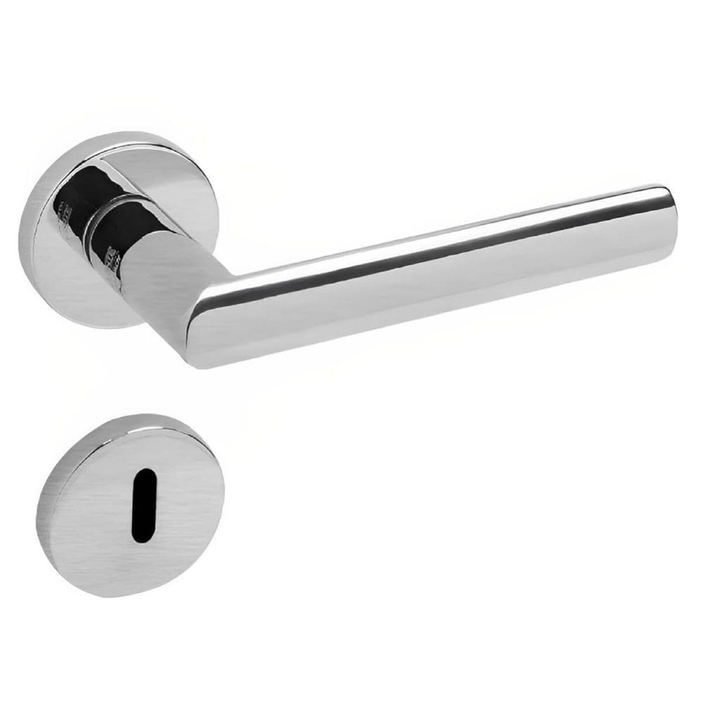 Conjunto de Fechadura 892 em Inox Interna ST255 Roseta 327 de Inox Lixado - 43128040-4 - LA Fonte