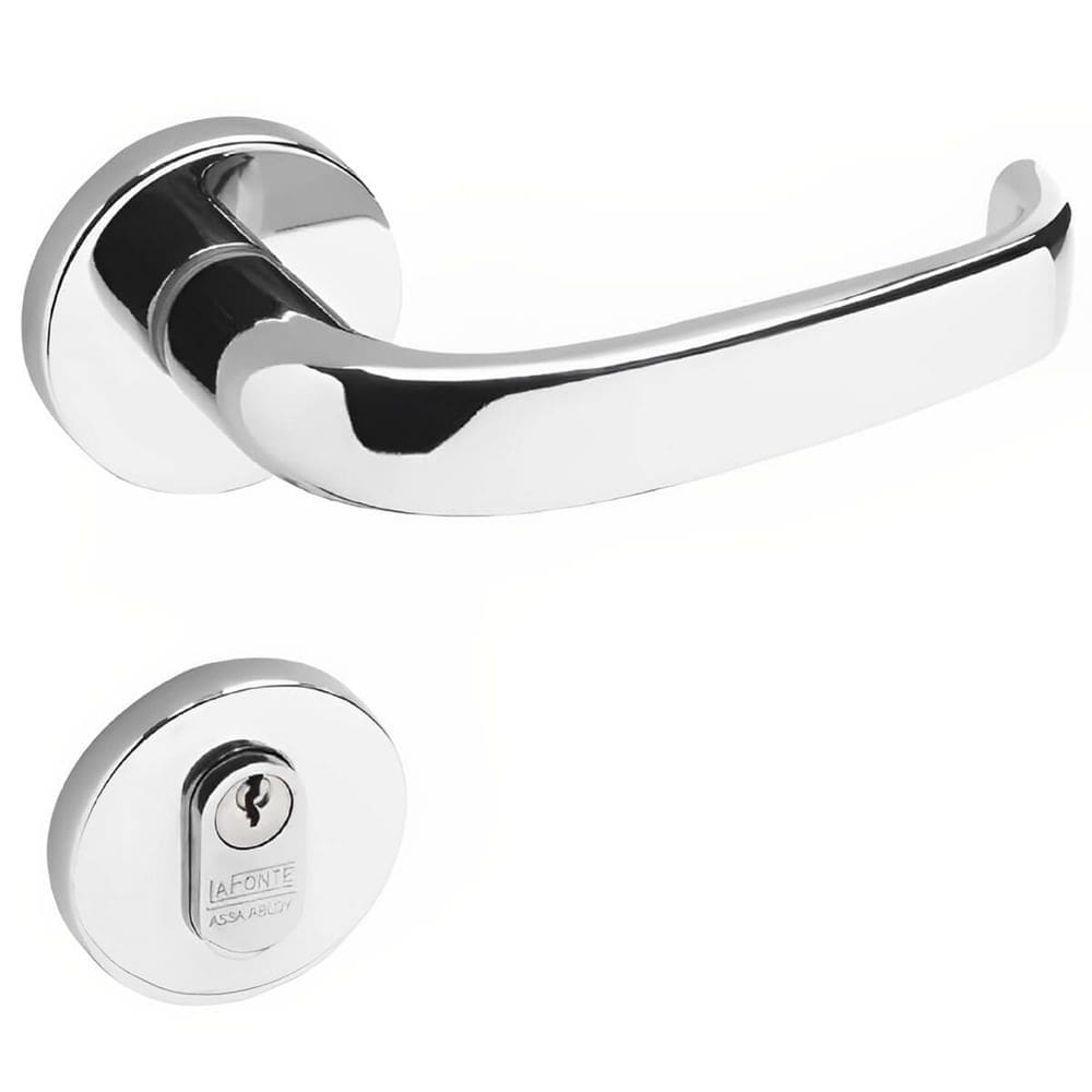Conjunto de Fechadura 6236 em Zamac Externa ST2 55 Roseta 323 de Inox Cromado - 21205008-1 - LA Fonte