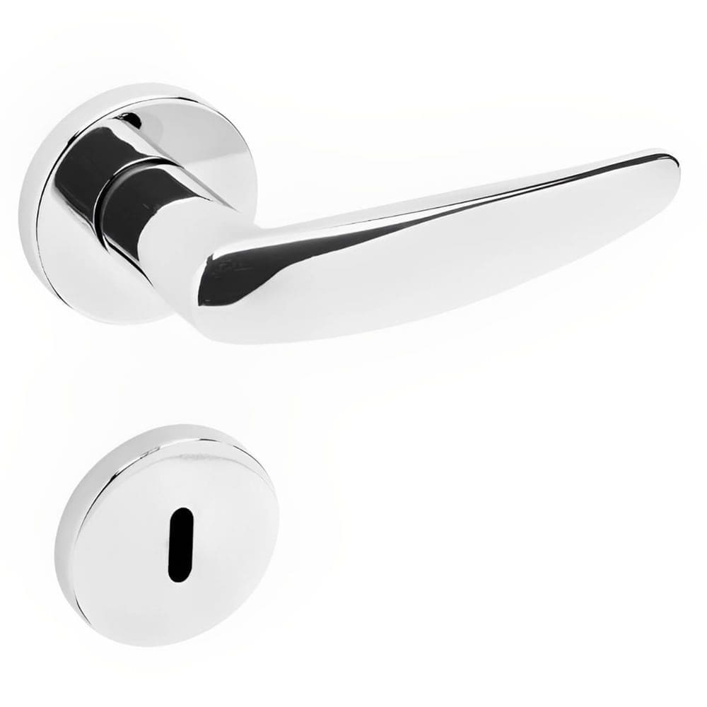 Conjunto de Fechadura 515P em Zamac Interna ST2-55 Roseta 327 de Inox Cromado - 28304008-5 - LA Fonte