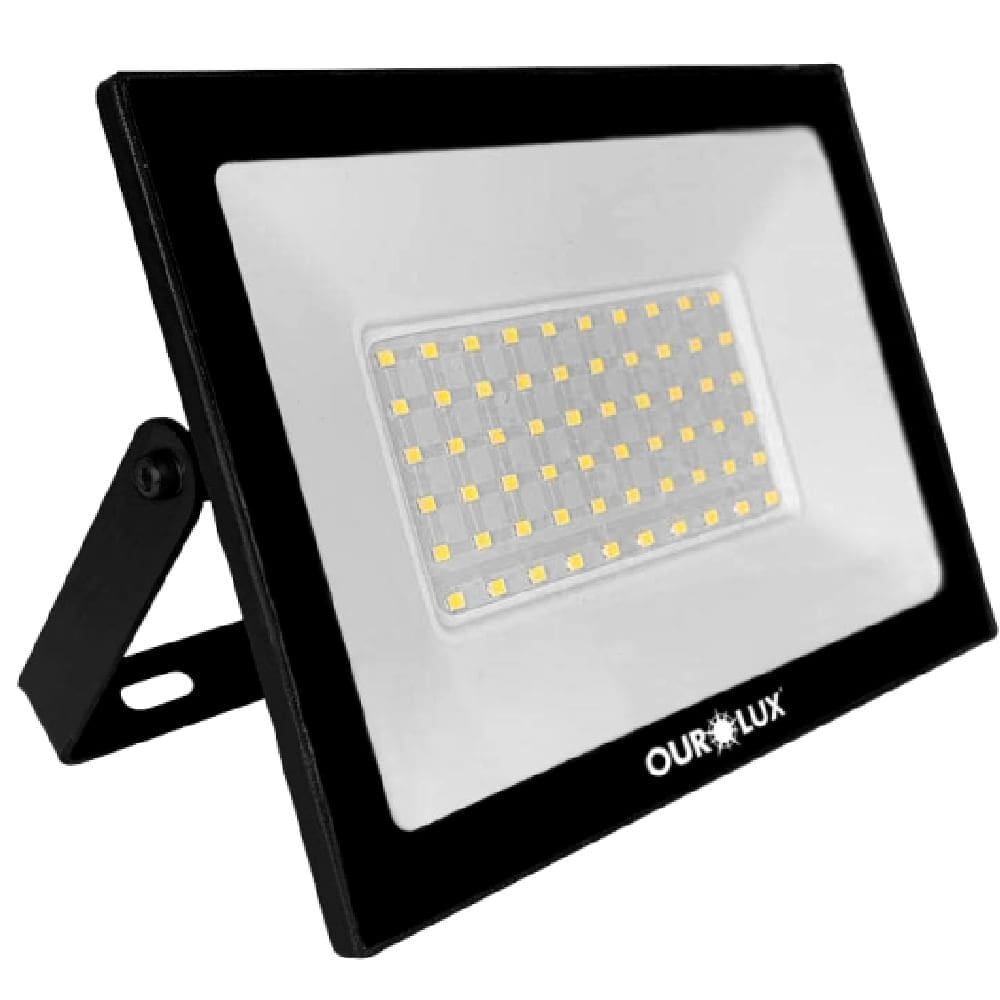 Projetor SuperLed Slim Preto Bivolt de 50 Watts e 6500K - 03265 - OUROLUX