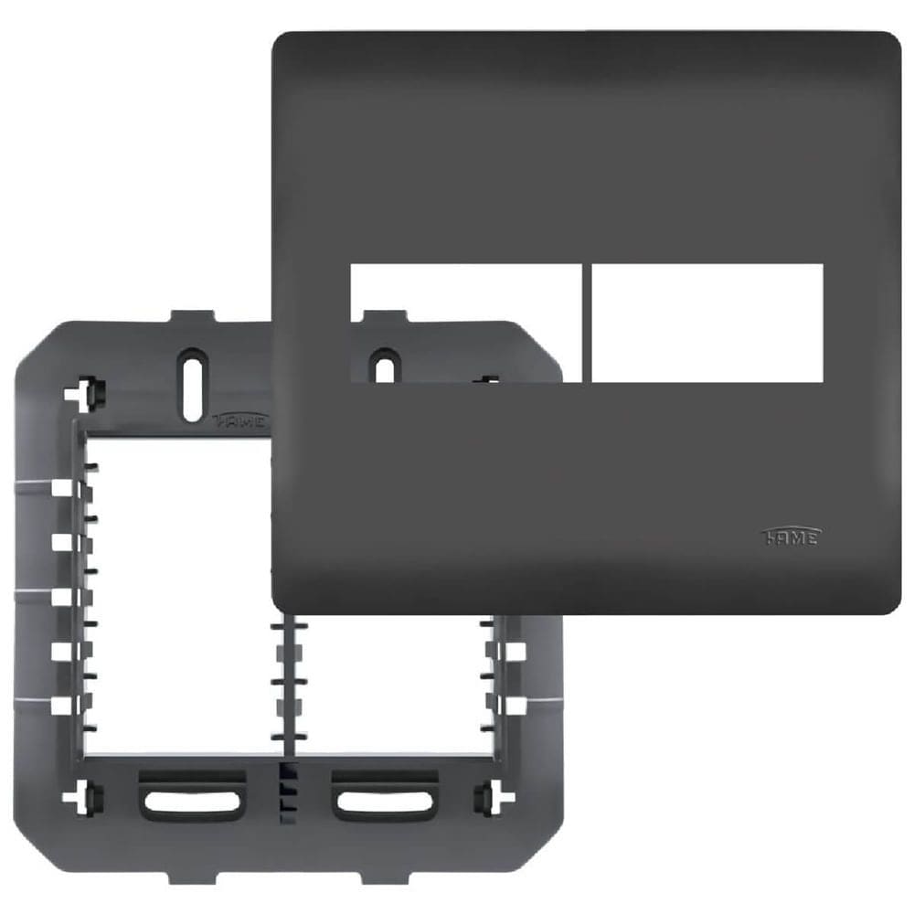 Placa 4x4 com Suporte e 2 Módulos Habitat Black - 4078 - FAME