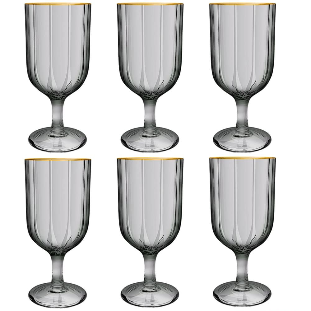 Jogo 6 Taças 330ml Borda Dourada Fumê Refinatto L´hermitage
