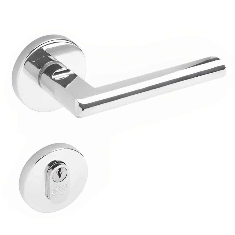 Conjunto de Fechadura 521 em Zamac Externa ST1 40 Roseta 323 de Inox Cromado - 18040008-3 - LA Fonte