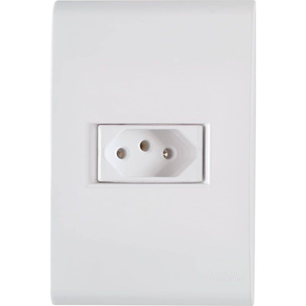 Conjunto de Tomada Branco 4x2 com 1 Tomada 2P+T Liz de 10 Ampères e 250 Volts - 57170010 - TRAMONTINA