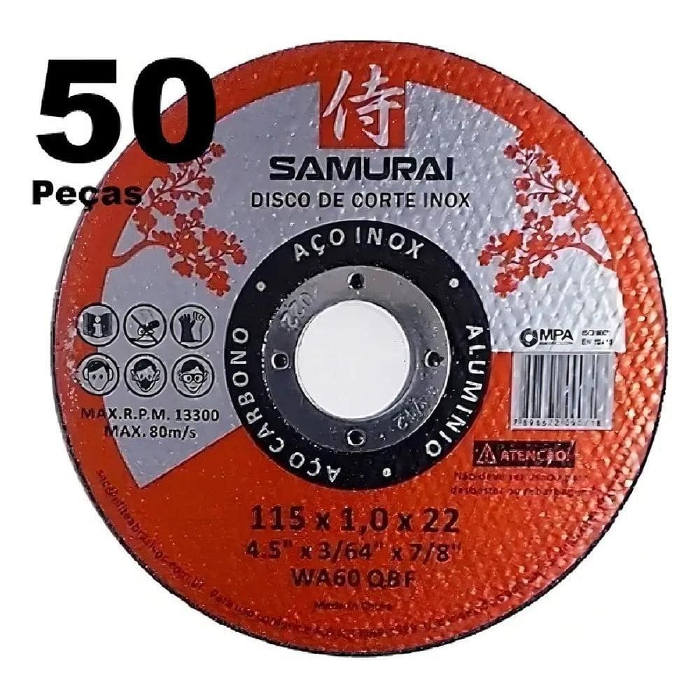 Kit 50 Discos De Corte Extra Fino 4.1/2 Para Esmerilhadeira