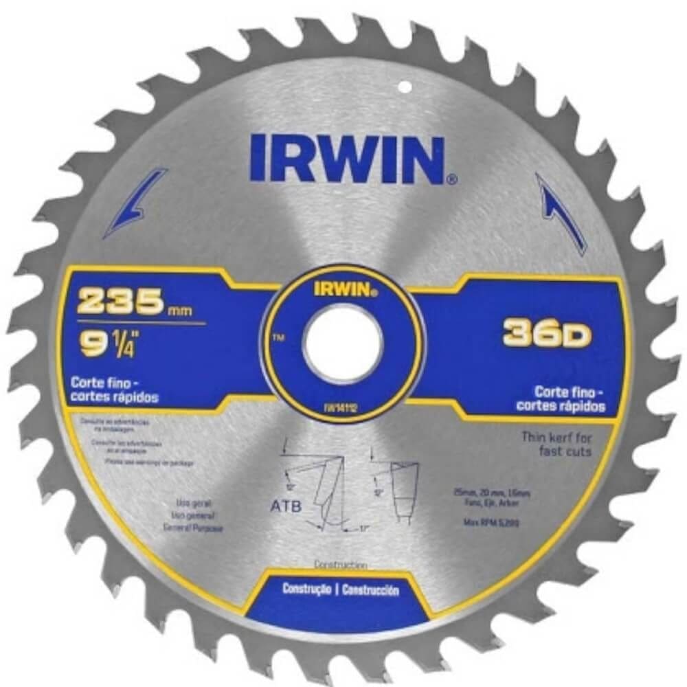 Disco para Serra Circular 9.1/4”” 36 Dentes 25mm - IW14112 - IRWIN
