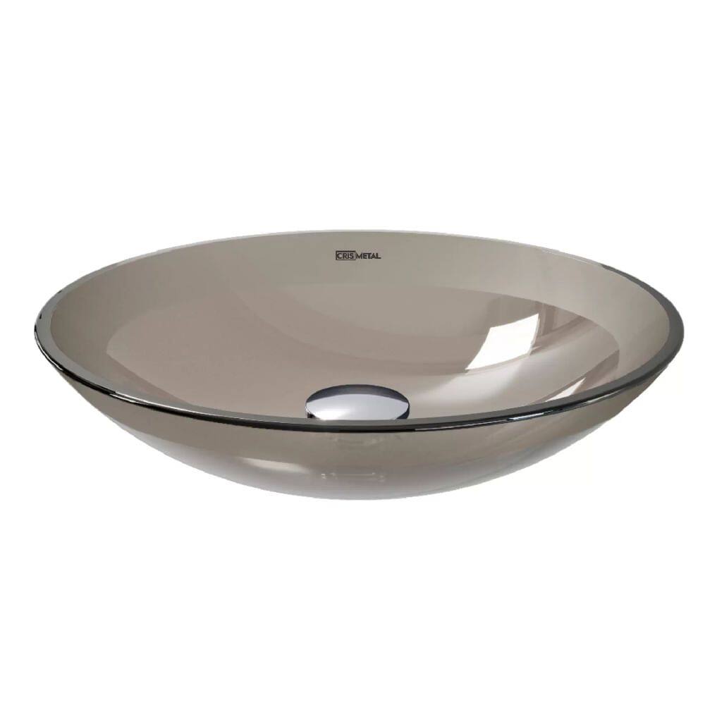 Cuba De Apoio 35x0,8cm Light Vidro Cristal Bronze - 337 - CRIS-METAL