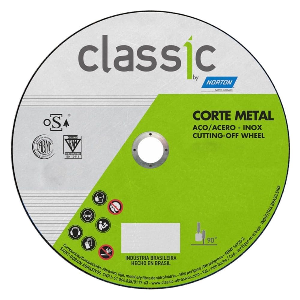 Disco Corte Classic AR302 4.1/12” Para esmirilhadeira 6625284710 - Norton