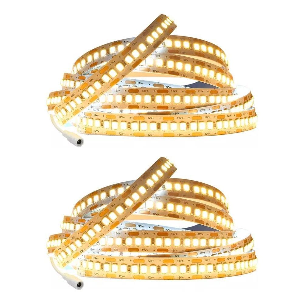 Kit 2 Fita Led 240Leds Alta Potência Rolo 5M Cada 3000K Perf
